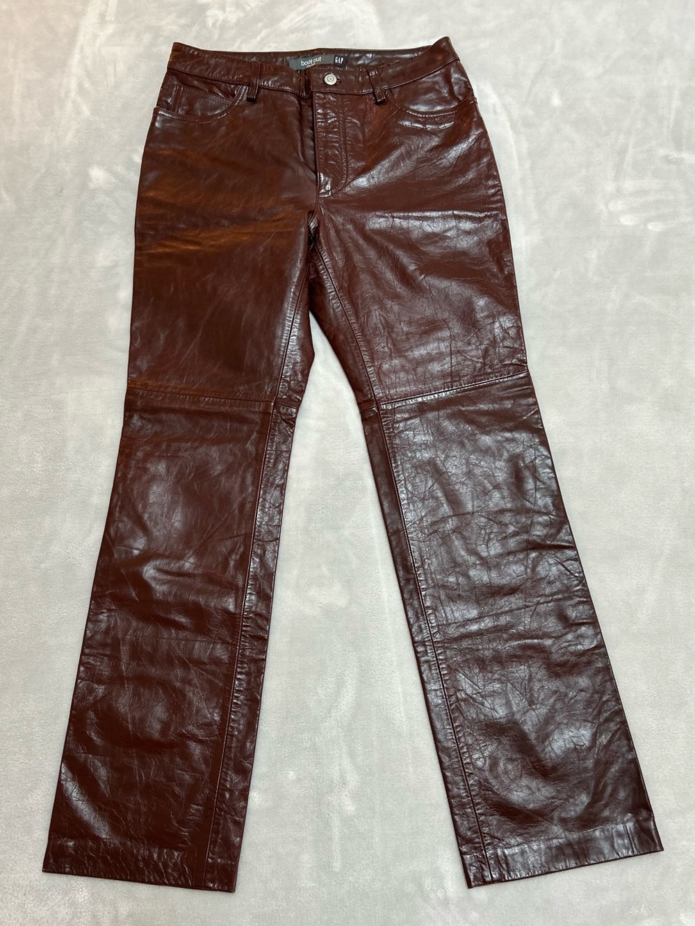 GAP Women's Dark Brown Leather Bootcut Jeans Y2K Vintage